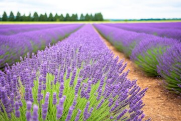 lavender field with rows of purple buds