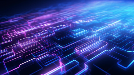 Obraz premium Abstract digital graphics Futuristic 3D Concept, AI and Big Data Technology background, cityscape, Information Digitalization Lines, Generative AI.