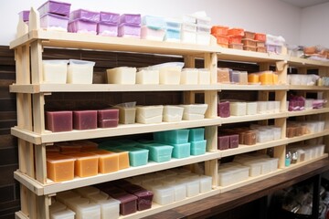 shelves filled with homemade soap bars