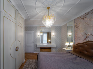Classic style Bedroom in the modern apartment.