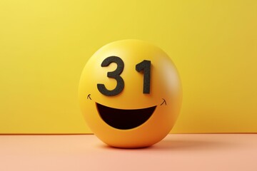 Happy face with a number 13. Generative AI