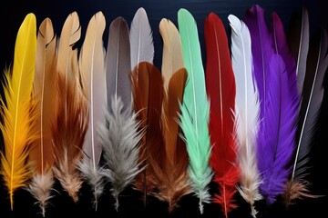 array of various colored feathers