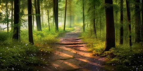 A road with Beautiful forest.