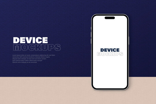 Smartphone mobile Mockup device Screen isolated blue color empty Background banner or poster design vector File