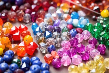 close-up of colorful beads for bracelet making