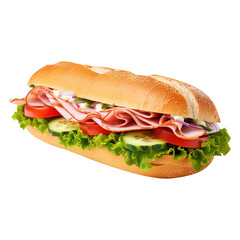 sandwich with ham and vegetables isolated on transparent background Remove png, Clipping Path