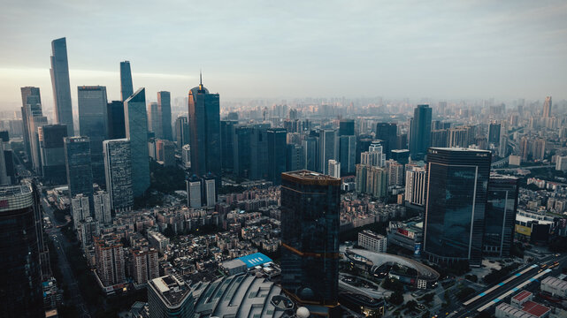 Guangzhou ,China - October 12,2023: Aerial view of landscape in Guangzhou city, China © lzf