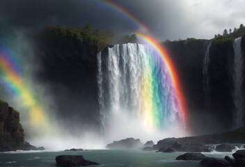 rainbow over falls