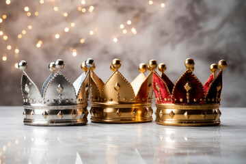Three crowns as a symbol of the celebration of the Day of the Three Kings