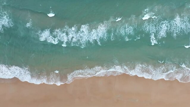 Aerial Beautiful Sea sand beach. Landscape of paradise tropical island beach, beach landscape. Beautiful seascape over the sea beach.