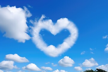 heart-shaped cloud in a clear blue sky