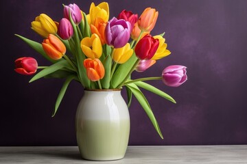 a vase full of vibrant tulips