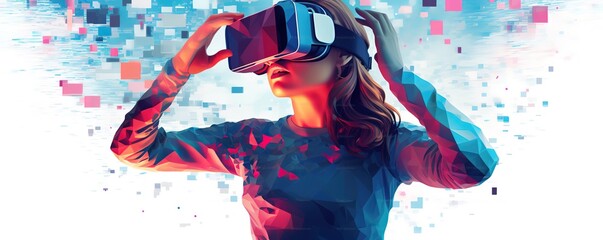 a woman who is enjoying the VR he is using. Generative AI