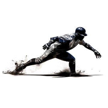 recommend clip art: Black silhouette of a male athlete playing baseball, hitting the baseball with a bat and wearing a baseball glove
