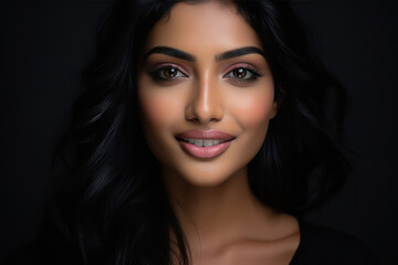 Young Indian beautiful woman smiling. - obrazy, fototapety, plakaty