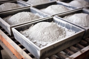 freshly made masonry cement drying on tray