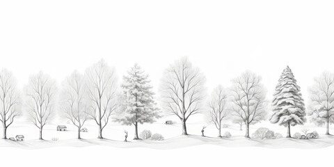 Fototapeta premium A serene winter scene with snow-covered trees