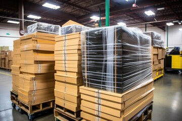 a stack of packaged filters ready for shipping