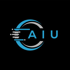 AIU letter logo abstract design. AIU unique design, AIU letter logo design on black background. AIU creative initials letter logo concept. AIU letter design.AIU
