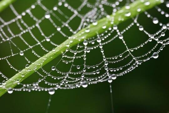 close-up of dew on a spider web