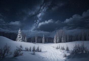 winter landscape with snow