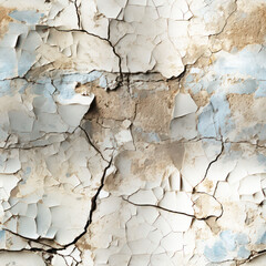 Seamless cracked old concrete wall background, ai pattern