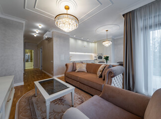 Living room in a modern apartment. Studio.