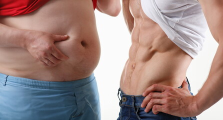 Thick and athletic man, slimming themes abs traning