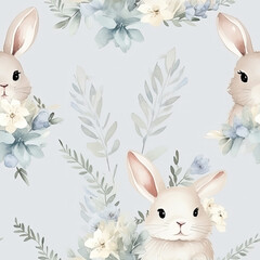 Seamless watercolor concept animals pattern, ai generative background
