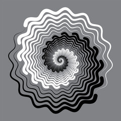 Spiral background with wavy lines. Yin and yang style. Design element or icon.