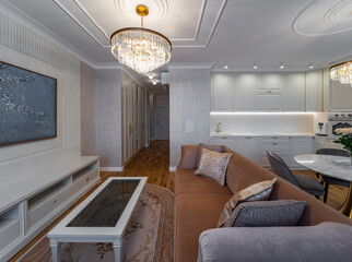 Living room in a modern apartment. Studio.