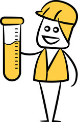 Doodle Engineer Holding Test Tube Illustration

