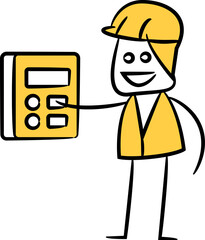 Doodle Engineer and Controlling Switch Illustration
