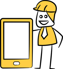 Doodle Engineer and Smartphone Illustration
