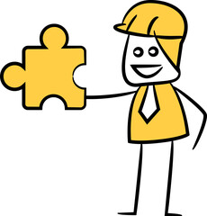 Doodle Engineer and Puzzle Illustration
