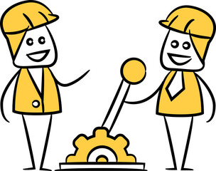 Doodle Engineer Controlling Toggle Switch Illustration
