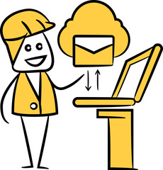 Doodle Engineer Sending Email Illustration

