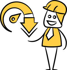 Doodle Engineer and Speedometer Illustration
