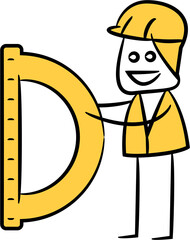 Doodle Engineer Holding Ruler Illustration
