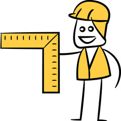Doodle Engineer Holding Square Ruler Illustration
