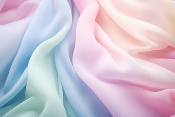 detail shot of pastel chiffon cloth waving in wind