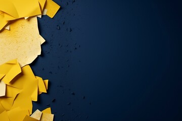 Torn Paper on Yellow and Dark Blue Background