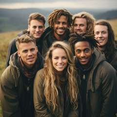 Fototapeta premium A group of young ecologists and naturalists on their volunteer project to preserve the environment