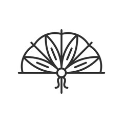 hand fan, linear icon. Line with editable stroke