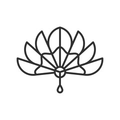 Hand fan, linear icon. Line with editable stroke