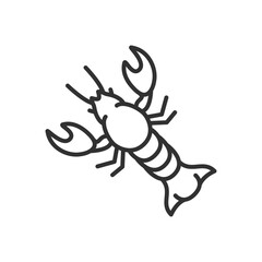 River crayfish, linear icon. Line with editable stroke