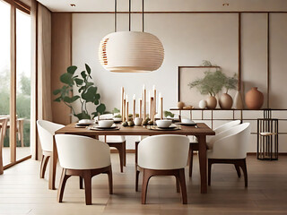Architectural Innovation: 3D Render of Dining Room with Wood Furniture