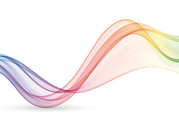 Smooth wavy lines on a white background, abstract wave flow color spectrum.