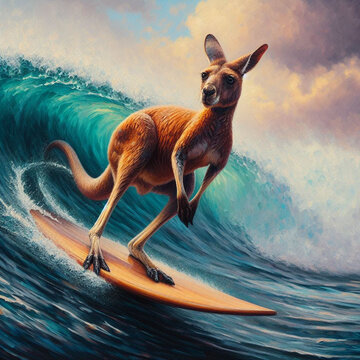 kangaroo surfing