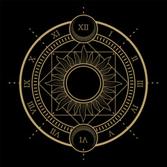 mysterious abstract golden sacred magical circle symbol